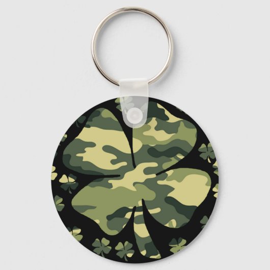 Porte-clés camouflage irlandais quatre feuilles de trèfle (Recto)