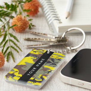 Porte-clés Camouflage jaune et Brown Votre nom Personnalisez