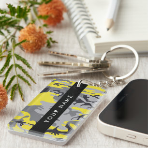 Porte-clés Camouflage jaune et gris Votre nom Personnalisez