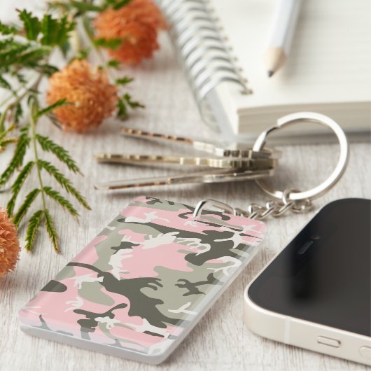 Porte-clés Camouflage rose et vert, Militaire, Armée (Devant droit)