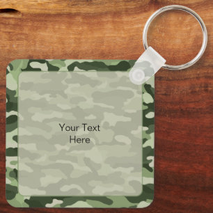 Porte-clés Camouflage vert en aluminium sur mesure