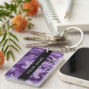 Porte-clés Camouflage violet Votre nom Personnalisez