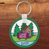 Porte-clés Camp de jeunes d'été île cabine avec panneau perso (Recto)