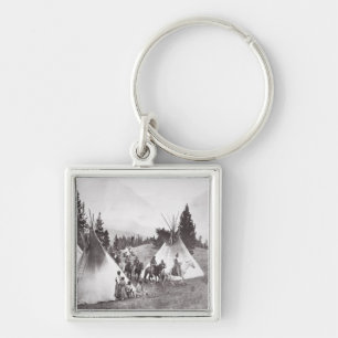 Porte-clés Camp de Teepee de Natif américain, Montana, c.190