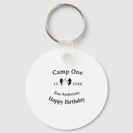 Porte-clés Camp one happy birthday name date campingadventure (Recto)