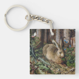 Porte-clés Campagne vintage lièvre Nature Cottagecore sombre