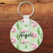 Porte-clés Campeurs roses Adorable Woods Camping Motif (Recto)