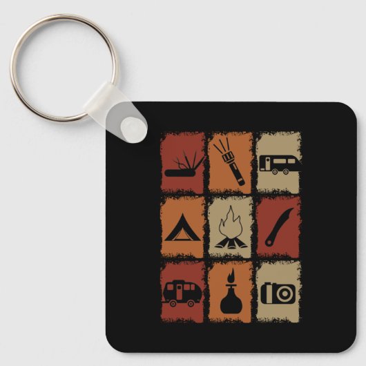 Porte-clés Camping - Équipement de Camping Rétro (Recto)