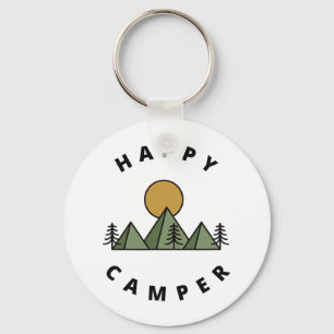 Porte-clés Camping heureux en camping forêt montagnes minimal
