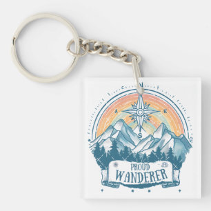 Porte-clés Camping LGBTQ Fier Randonnée – Boussole Arc-en-Cie