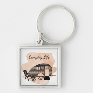 Porte-clés Camping life caravan trailer retro abstract rust