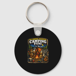 Porte-clés Camping plaisir aventure drôle feu de camp extérie