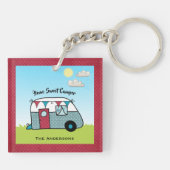Porte-clés Camping rouge et Turquoise rétro (Dos)