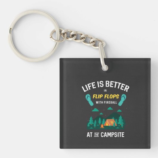 Porte-clés Camping - Tongs de Feu (Devant)