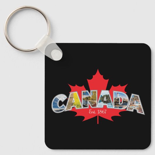 Porte-clés "Canada Est. 1867" Avec Graphique Feuille D'Érable (Recto)