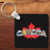Porte-clés "Canada Est. 1867" Avec Graphique Feuille D'Érable (Recto)
