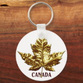 Porte-clés Canada Souvenir Porte - clé or Chrome Feuille d'ér (Recto)
