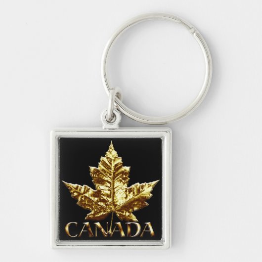 Porte-clés Canada Souvenir Porte - clé or Chrome Feuille d'ér (Devant)