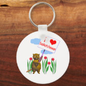Porte-clés Canadian Beaver Loves Saskatchewan (Recto)
