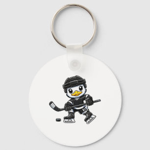 Porte-clés Canard Chibi Jouant au Hockey sur Glace Design Mig