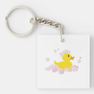 Porte-clés Canard dans des bulles roses