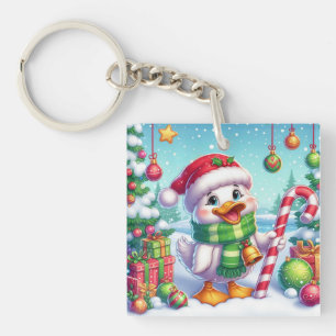 Porte-clés Canard de Noël coloré mignon