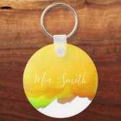 Porte-clés Canard jaune aquarelle mignonne nom cadeau fille (Recto)