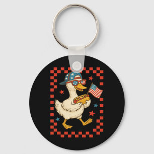 Porte-clés Canard Patriotique Avec Hot Dog Et Drapeau Drôle 4