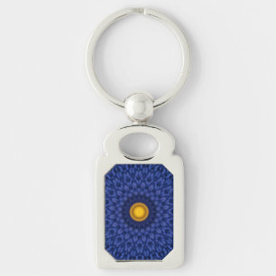 Porte-clés Canard sur fond bleu avec kaléidoscope jaune