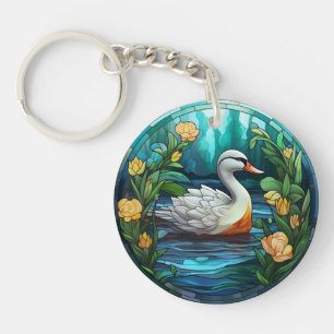 Porte-clés Canards sauvages vitrail doux