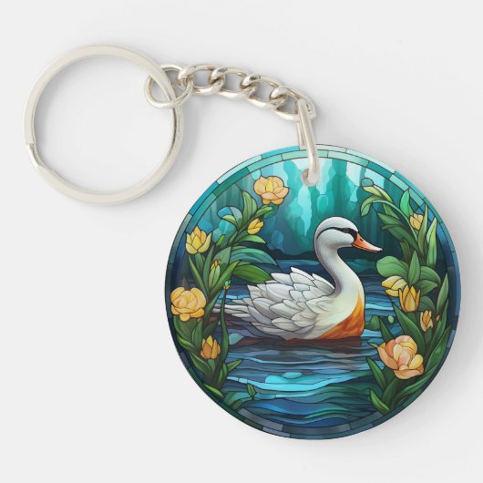 Porte-clés Canards sauvages vitrail doux (Devant)