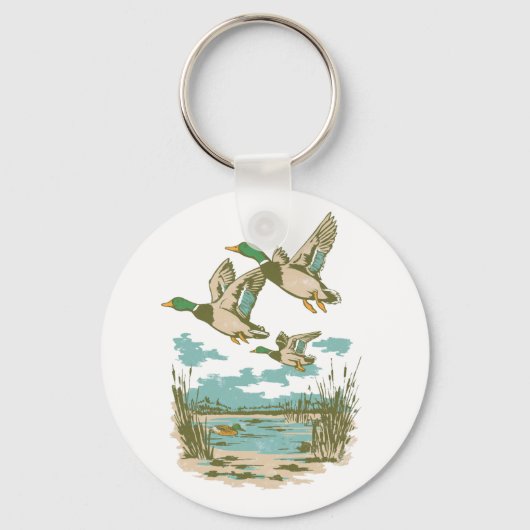 Porte-clés Canards volants Zone humide Faune Nature Chasse Ex (Recto)