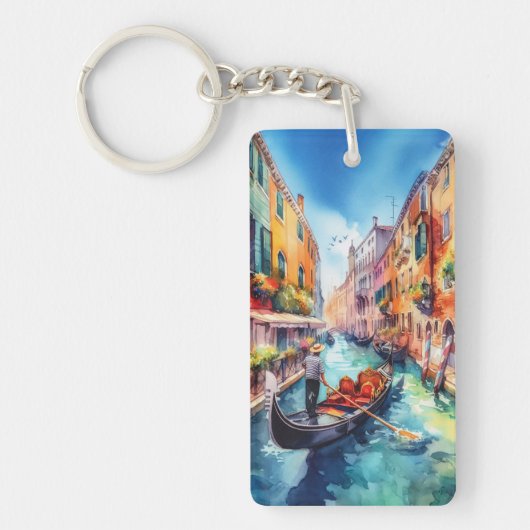 Porte-clés Canaux de Venise Italie Aquarelle (Devant)