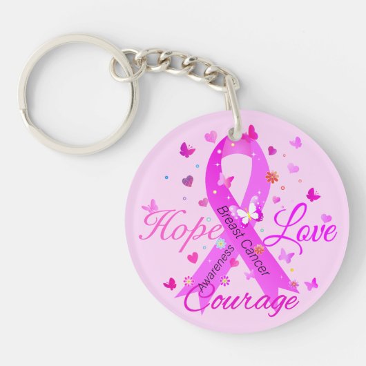 Porte-clés Cancer du sein Hope Love Courage (Devant)