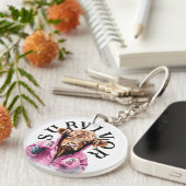 Porte-clés Cancer du sein Survivant Vache blanche (Devant droit)