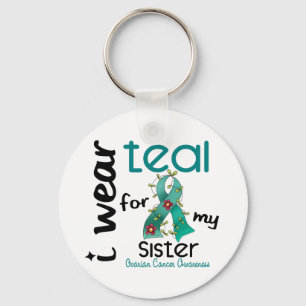 Porte-clés Cancer ovarien JE PORTE TEAL POUR MA SOEUR 43