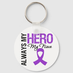 Porte-clés Cancer pancréatique toujours mon héros ma nièce