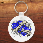 Porte-clés Cancer rectal Survivant double coeur (Recto)