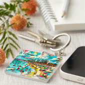 Porte-clés Cancun, Mexique avec une Vibe pop art (Devant Droit)