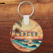 Porte-clés Cancún Mexique Palm Tree Sunset Voyage Souvenir (Verso)