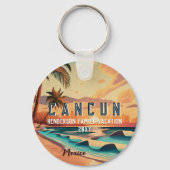 Porte-clés Cancún Mexique Palm Tree Sunset Voyage Souvenir (Verso)