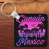 Porte-clés Cancun Mexique Palm Trees Retro Voyage Souvenirs (Recto)