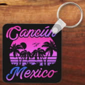 Porte-clés Cancun Mexique Palm Trees Retro Voyage Souvenirs (Verso)