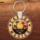 Porte-clés Cancun Palm Tree Retro 80s Playa mexicaine (Recto)
