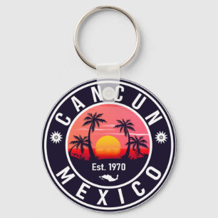 Porte-clés Cancun Palm Tree Retro 80s Playa mexicaine