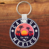 Porte-clés Cancun Palm Tree Retro 80s Playa mexicaine (Recto)