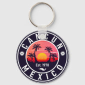 Porte-clés Cancun Palm Tree Retro 80s Playa mexicaine (Verso)