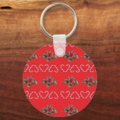 Porte-clés Candy Cane Heart and Holly Pattern – Festive Chris (Verso)