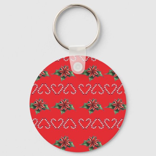 Porte-clés Candy Cane Heart and Holly Pattern – Festive Chris (Verso)