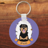 Porte-clés Candy Portrait Rottweiler Chien pourpre orange (Recto)